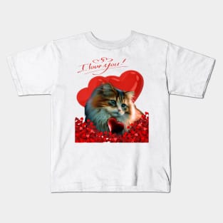 valentines day cat lover ragdoll cat Kids T-Shirt